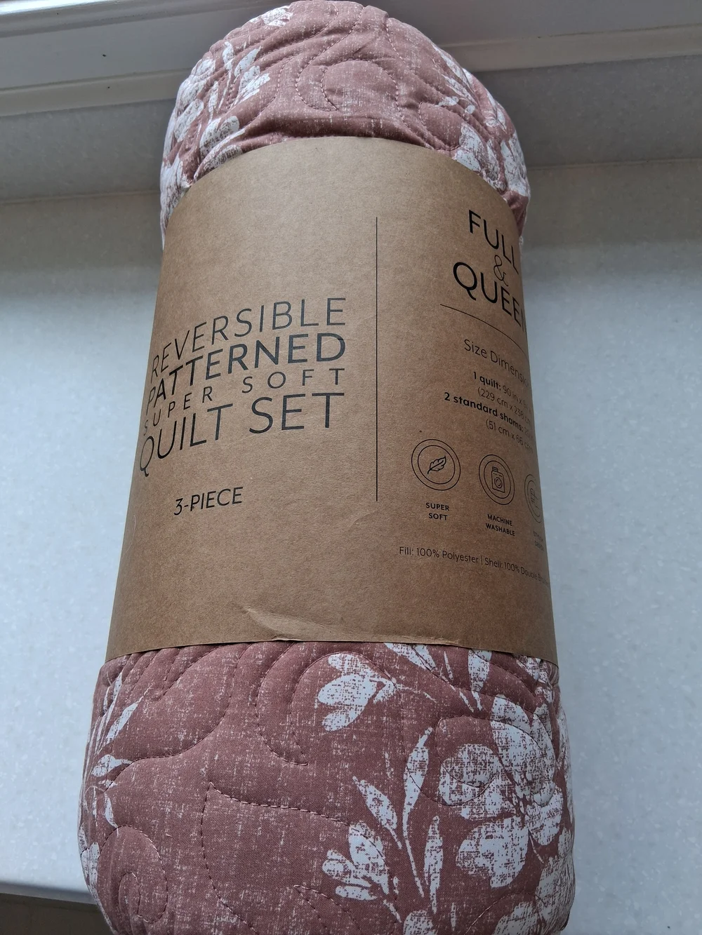 Terracotta Floral Quilt Comforter Set - Soft Quilted Bedding